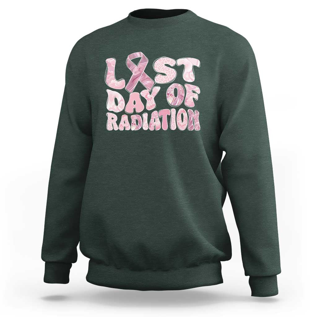 Pink Breast Cancer Chemotherapy Sweatshirt Last Day Of Radiation Pink Ribbon - Wonder Print Shop