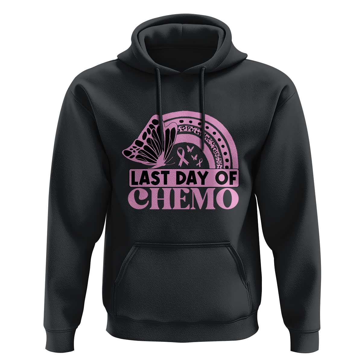 Breast Cancer Chemotherapy Hoodie Last Day Of Chemo Pink Ribbon - Wonder Print Shop