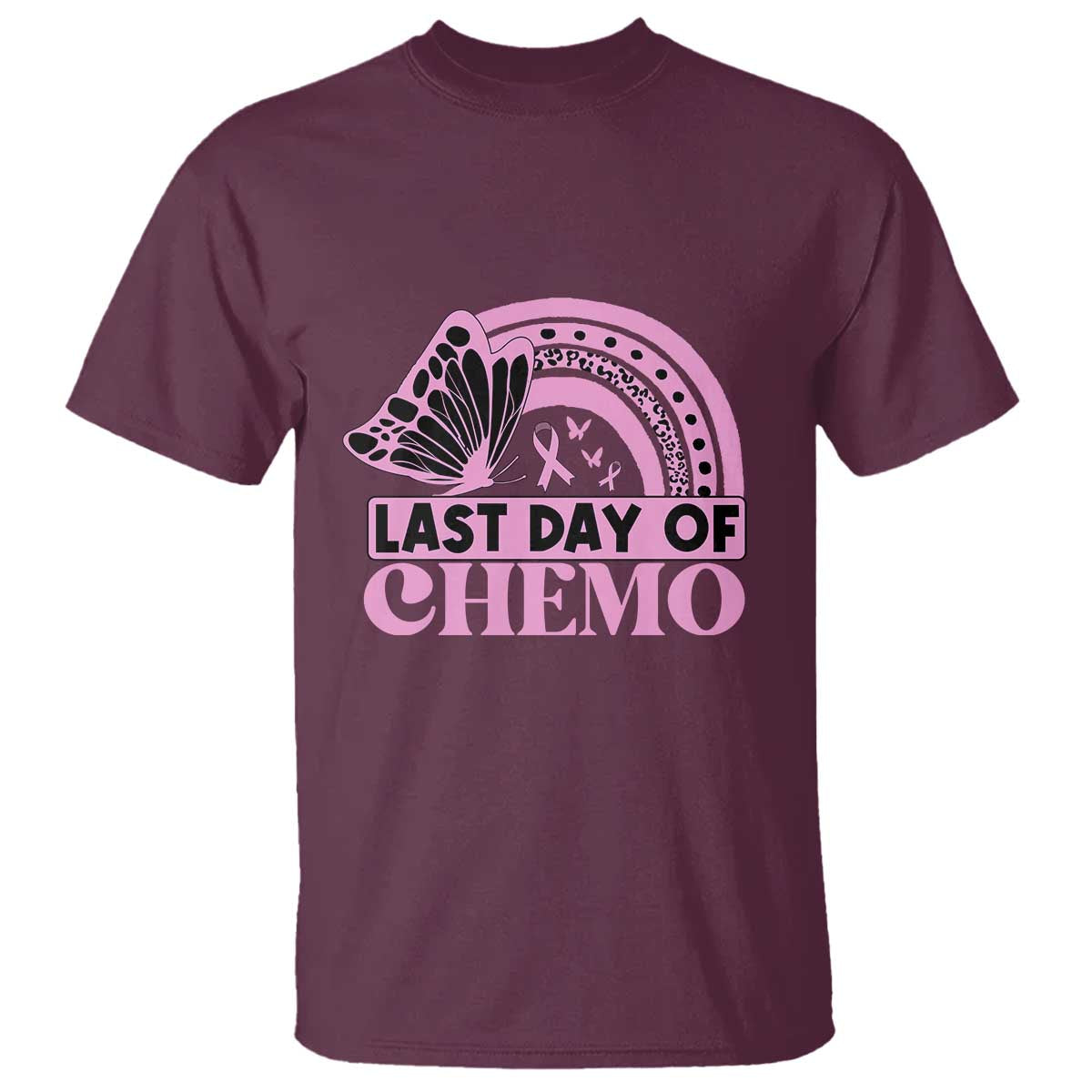 Breast Cancer Chemotherapy T Shirt Last Day Of Chemo Pink Ribbon - Wonder Print Shop