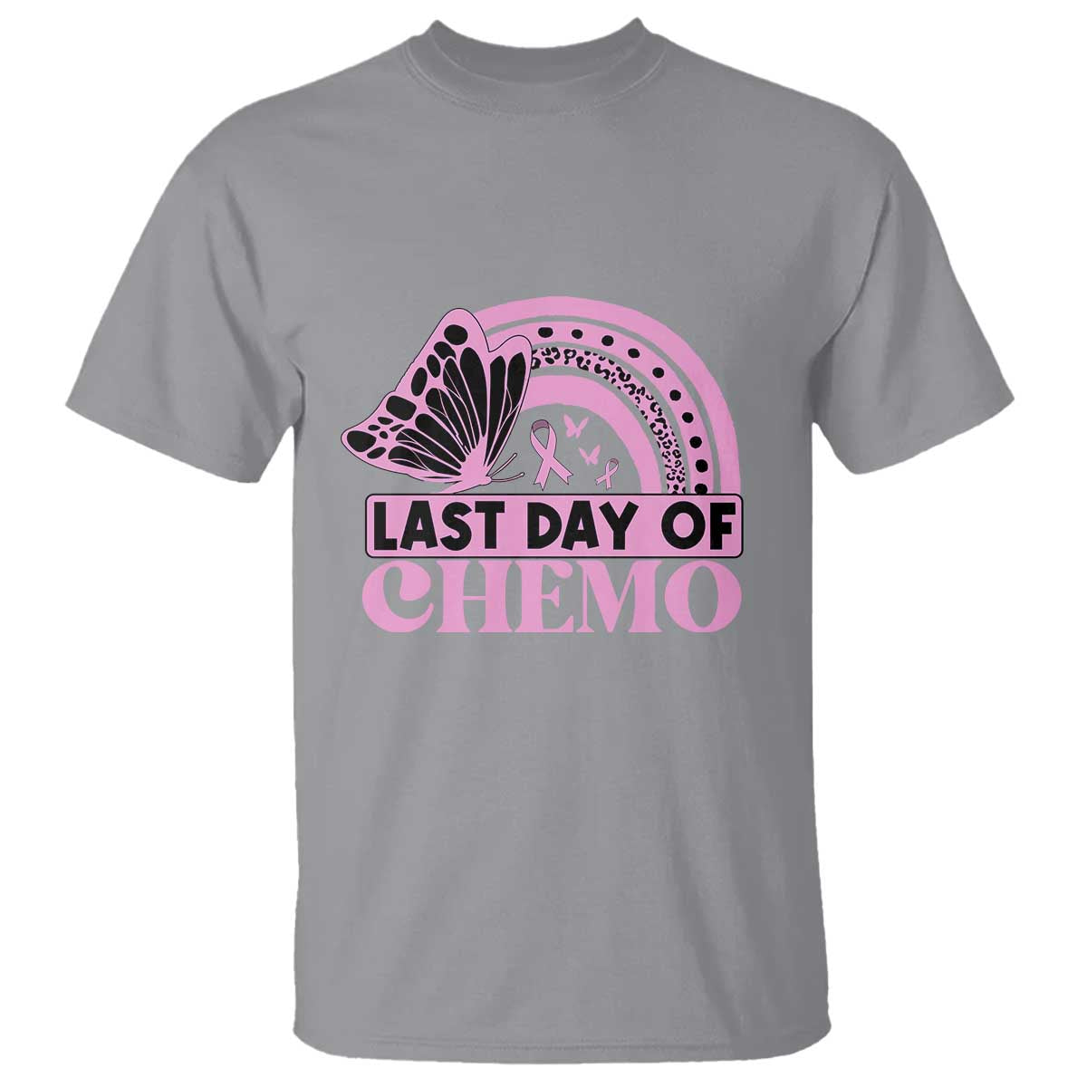 Breast Cancer Chemotherapy T Shirt Last Day Of Chemo Pink Ribbon - Wonder Print Shop