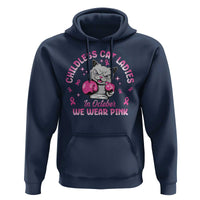 Breast Cancer Childless Cat Lady Hoodie In October We Wear Pink - Wonder Print Shop
