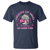 Breast Cancer Childless Cat Lady T Shirt In October We Wear Pink - Wonder Print Shop
