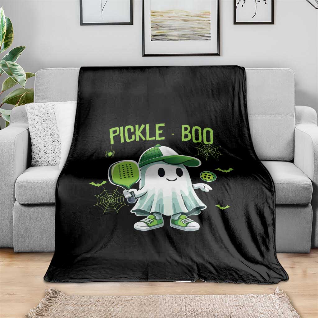 Halloween Pickleball Throw Blanket Pickle Boo Cute Ghost - Wonder Print Shop