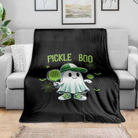 Halloween Pickleball Throw Blanket Pickle Boo Cute Ghost - Wonder Print Shop