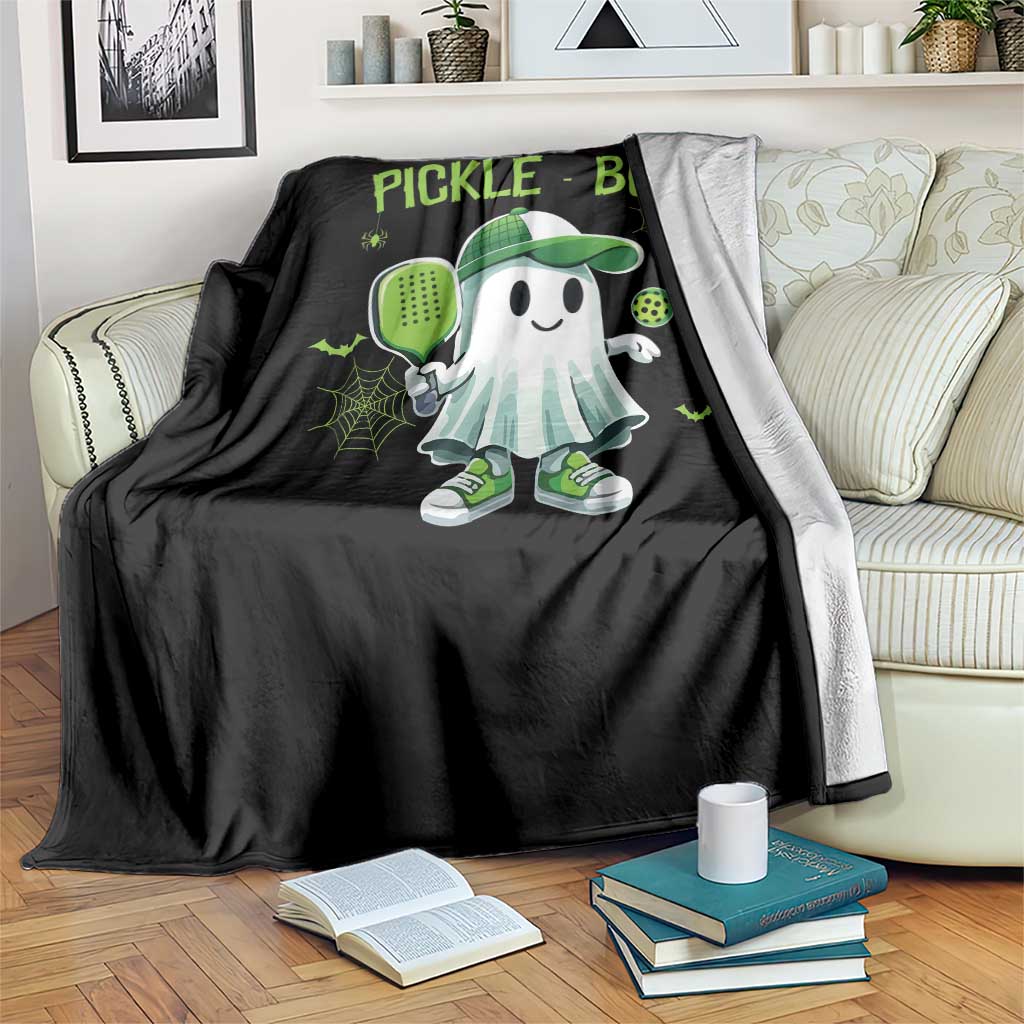 Halloween Pickleball Throw Blanket Pickle Boo Cute Ghost - Wonder Print Shop