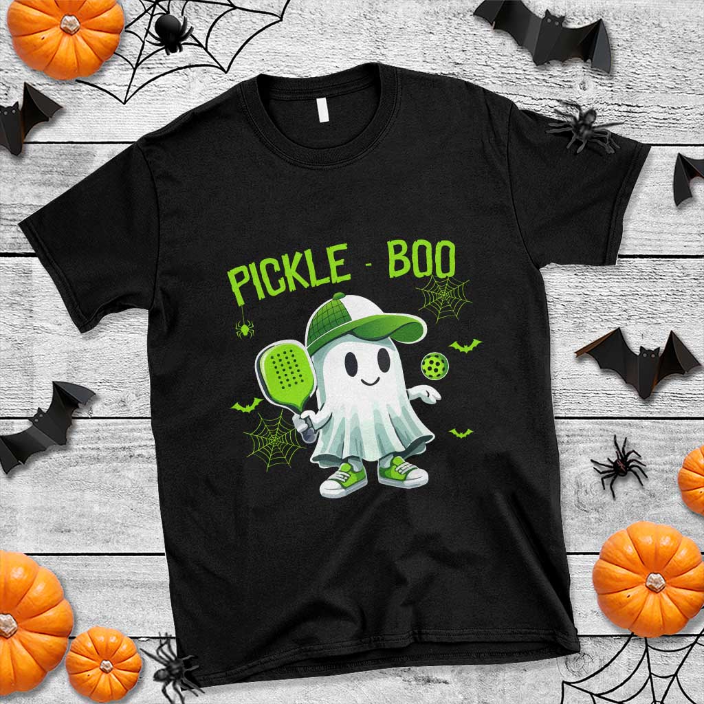 Halloween Pickleball T Shirt Pickle Boo Cute Ghost - Wonder Print Shop
