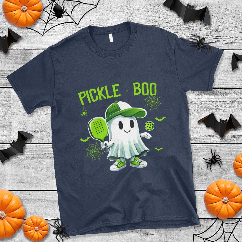 Halloween Pickleball T Shirt Pickle Boo Cute Ghost - Wonder Print Shop