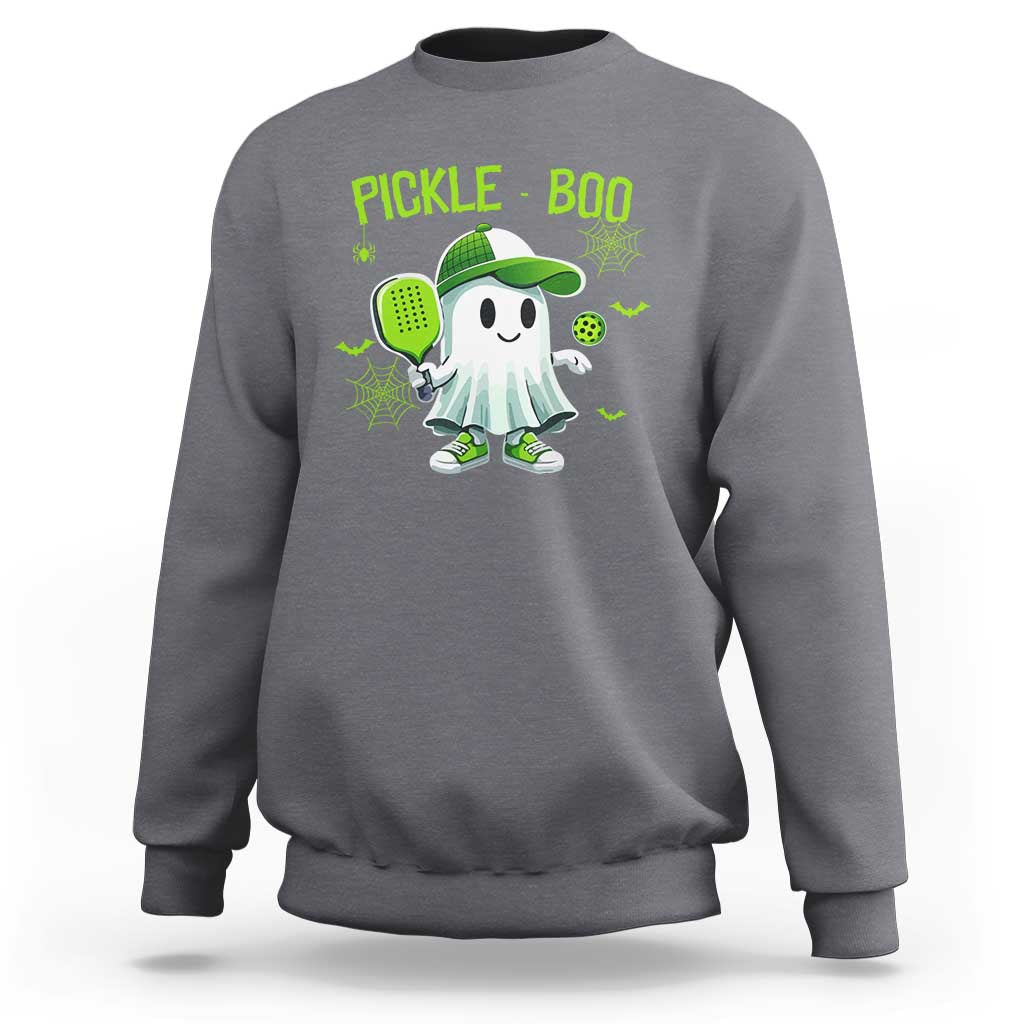 Halloween Pickleball Sweatshirt Pickle Boo Cute Ghost - Wonder Print Shop