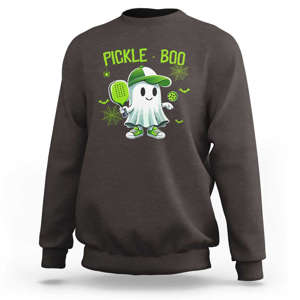 Halloween Pickleball Sweatshirt Pickle Boo Cute Ghost - Wonder Print Shop
