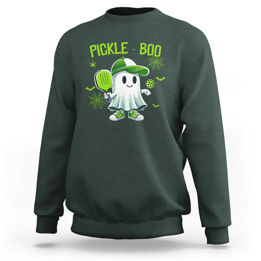 Halloween Pickleball Sweatshirt Pickle Boo Cute Ghost - Wonder Print Shop