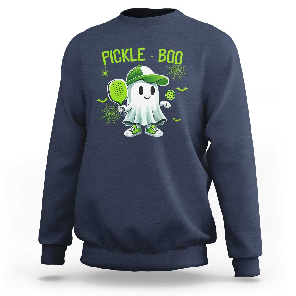 Halloween Pickleball Sweatshirt Pickle Boo Cute Ghost - Wonder Print Shop
