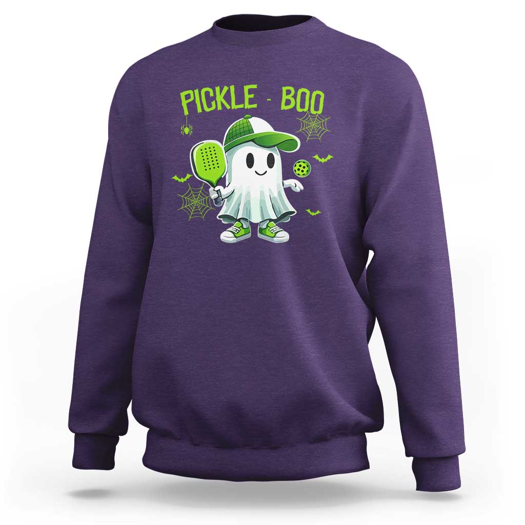 Halloween Pickleball Sweatshirt Pickle Boo Cute Ghost - Wonder Print Shop