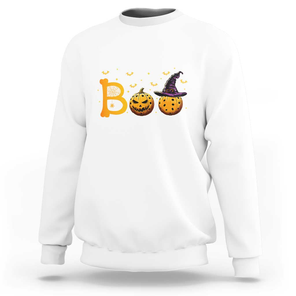 Halloween Pickleball Sweatshirt Boo Pickle Ball Witch Pumpkin - Wonder Print Shop