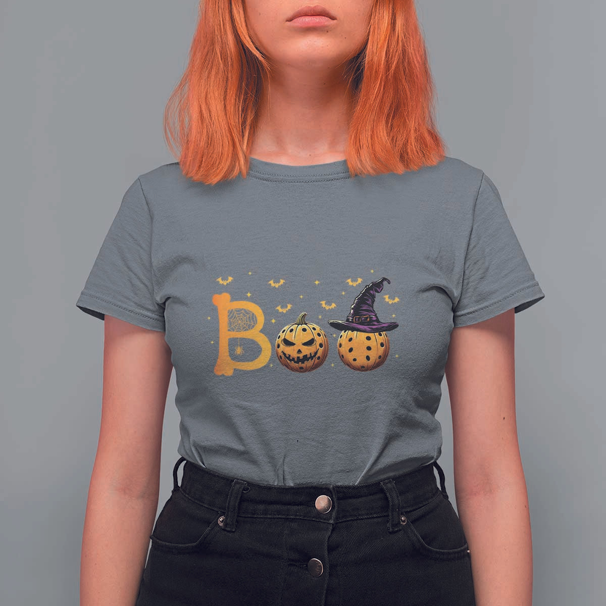 Halloween Pickleball T Shirt For Women Boo Pickle Ball Witch Pumpkin - Wonder Print Shop