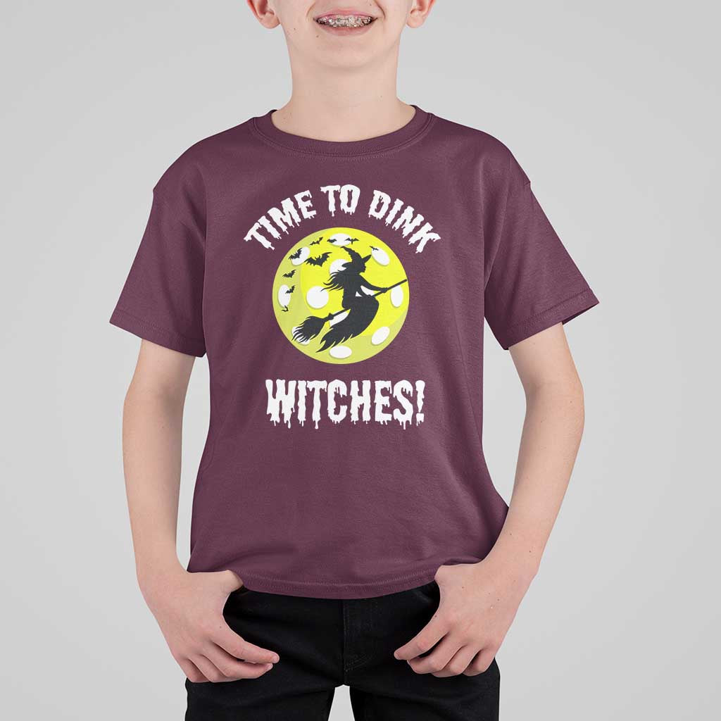 Halloween Pickleball T Shirt For Kid Time To Dink Witches - Wonder Print Shop
