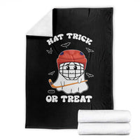 Halloween Hockey Throw Blanket Hat Trick Or Treat Ghost Player - Wonder Print Shop