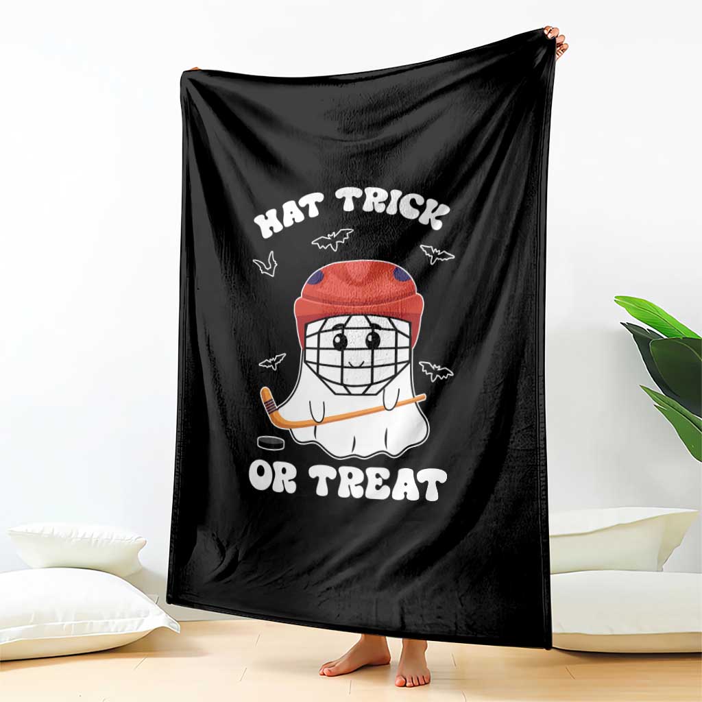 Halloween Hockey Throw Blanket Hat Trick Or Treat Ghost Player - Wonder Print Shop