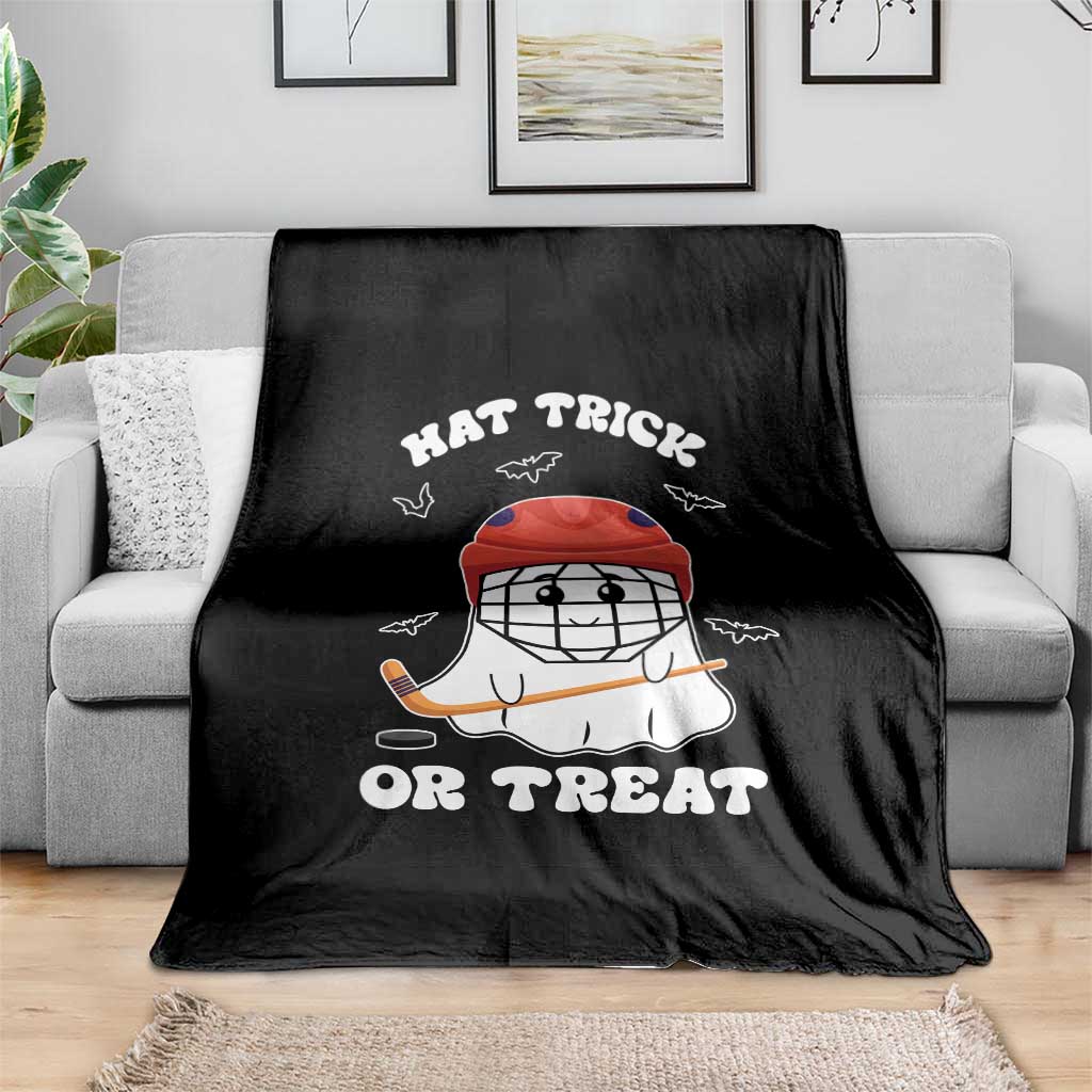 Halloween Hockey Throw Blanket Hat Trick Or Treat Ghost Player - Wonder Print Shop