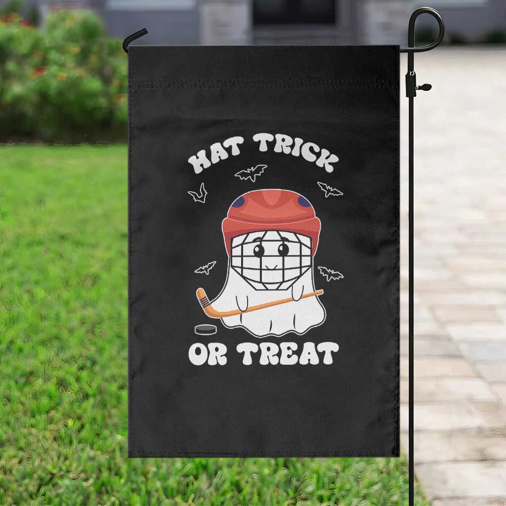 Halloween Hockey Garden Flag Hat Trick Or Treat Ghost Player - Wonder Print Shop