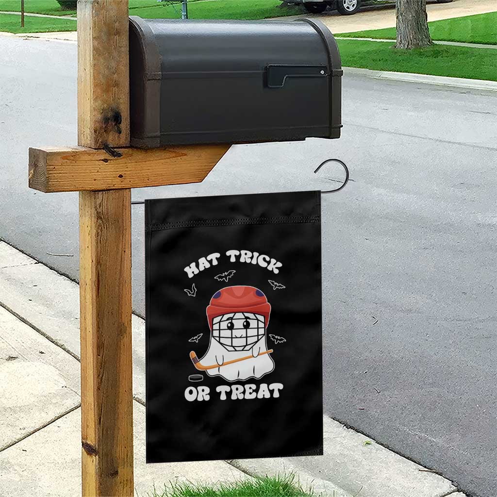 Halloween Hockey Garden Flag Hat Trick Or Treat Ghost Player - Wonder Print Shop