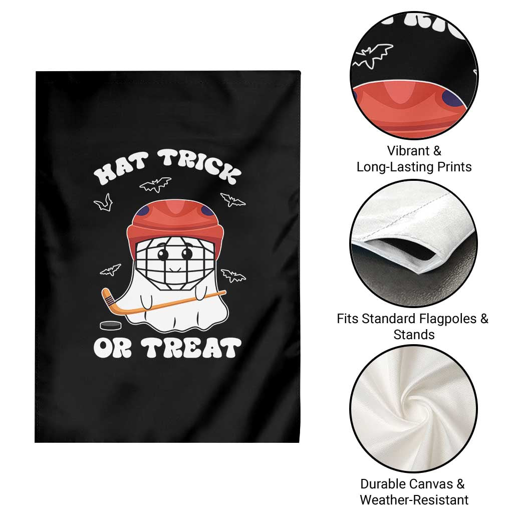 Halloween Hockey Garden Flag Hat Trick Or Treat Ghost Player - Wonder Print Shop