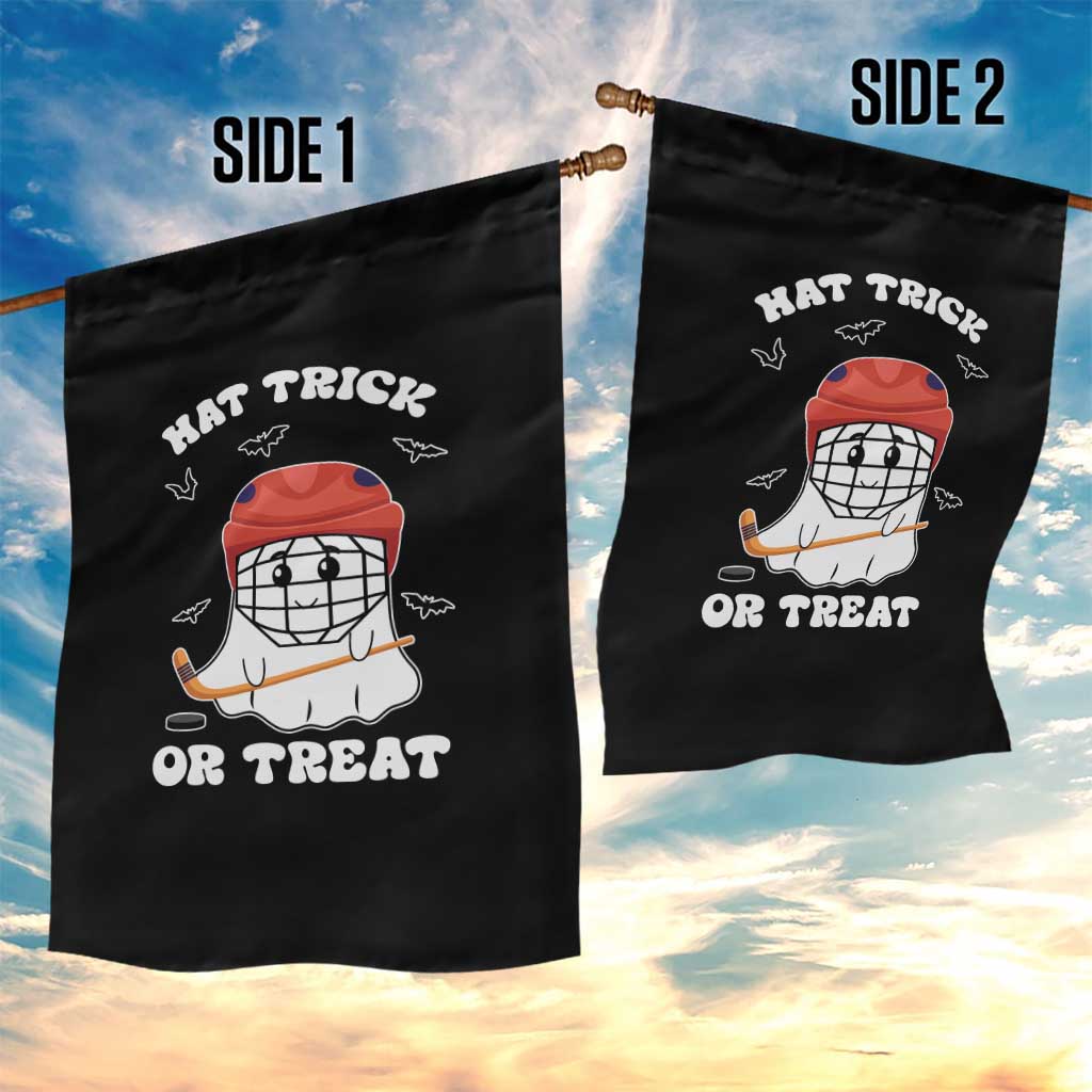 Halloween Hockey Garden Flag Hat Trick Or Treat Ghost Player - Wonder Print Shop