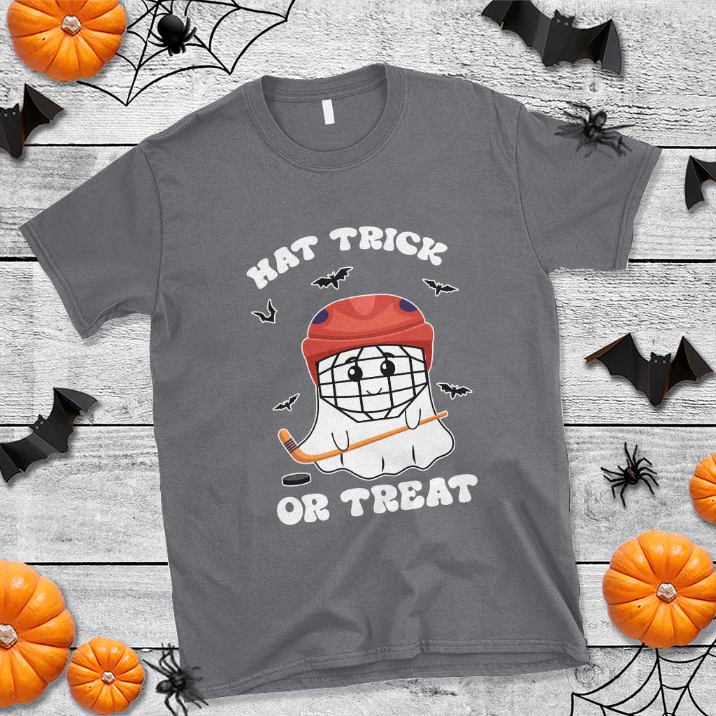 Halloween Hockey T Shirt Hat Trick Or Treat Ghost Player - Wonder Print Shop