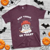 Halloween Hockey T Shirt Hat Trick Or Treat Ghost Player - Wonder Print Shop