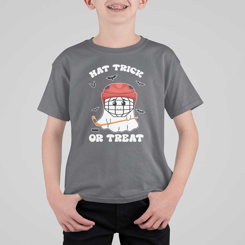 Halloween Hockey T Shirt For Kid Hat Trick Or Treat Ghost Player - Wonder Print Shop