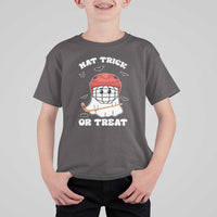 Halloween Hockey T Shirt For Kid Hat Trick Or Treat Ghost Player - Wonder Print Shop