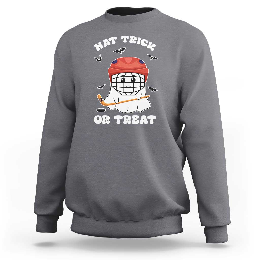 Halloween Hockey Sweatshirt Hat Trick Or Treat Ghost Player - Wonder Print Shop