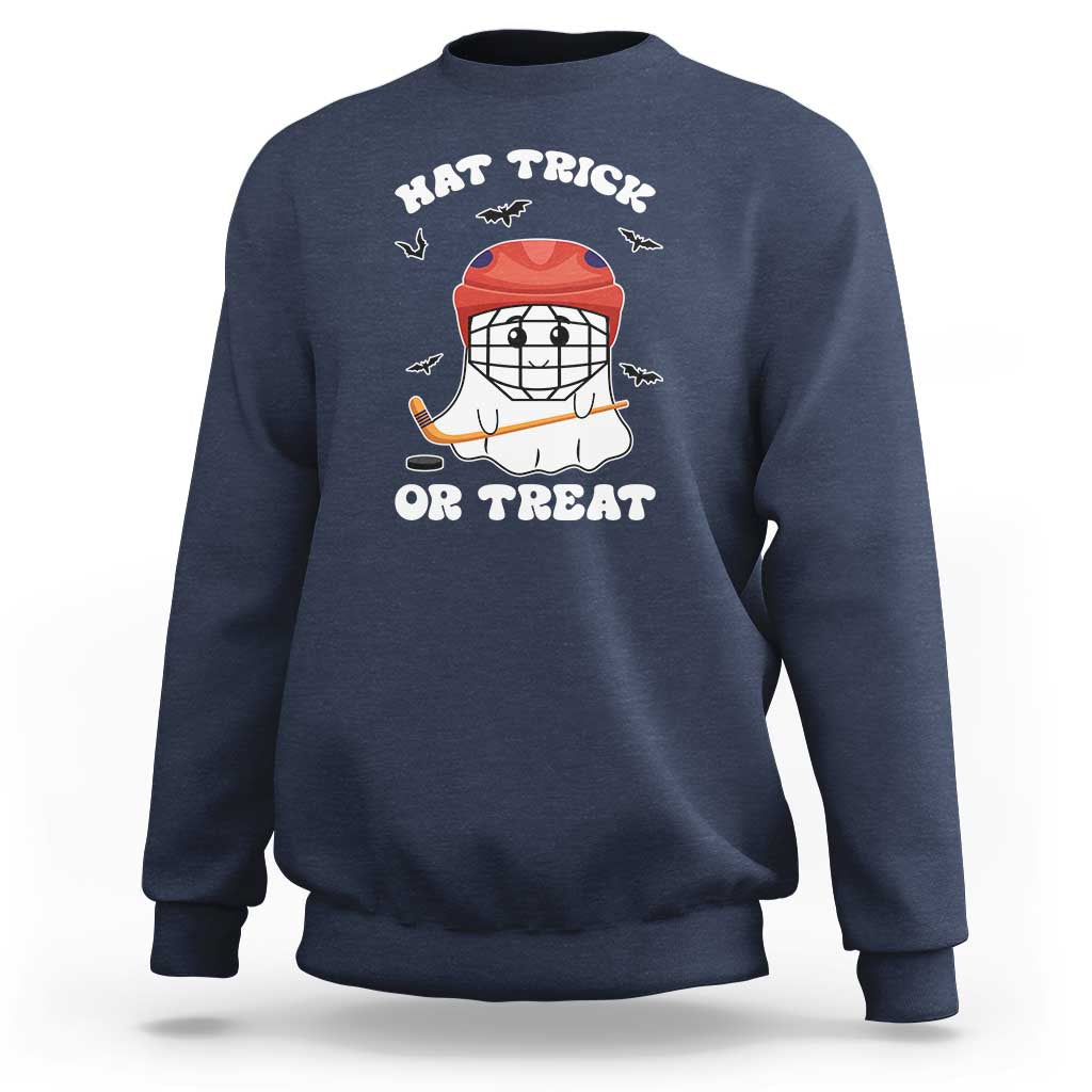 Halloween Hockey Sweatshirt Hat Trick Or Treat Ghost Player - Wonder Print Shop