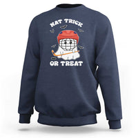 Halloween Hockey Sweatshirt Hat Trick Or Treat Ghost Player - Wonder Print Shop