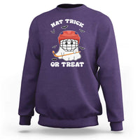Halloween Hockey Sweatshirt Hat Trick Or Treat Ghost Player - Wonder Print Shop