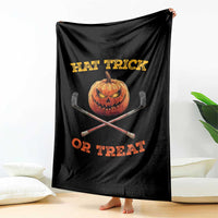 Halloween Hockey Throw Blanket Hat Trick Or Treat Pumpkin Player - Wonder Print Shop