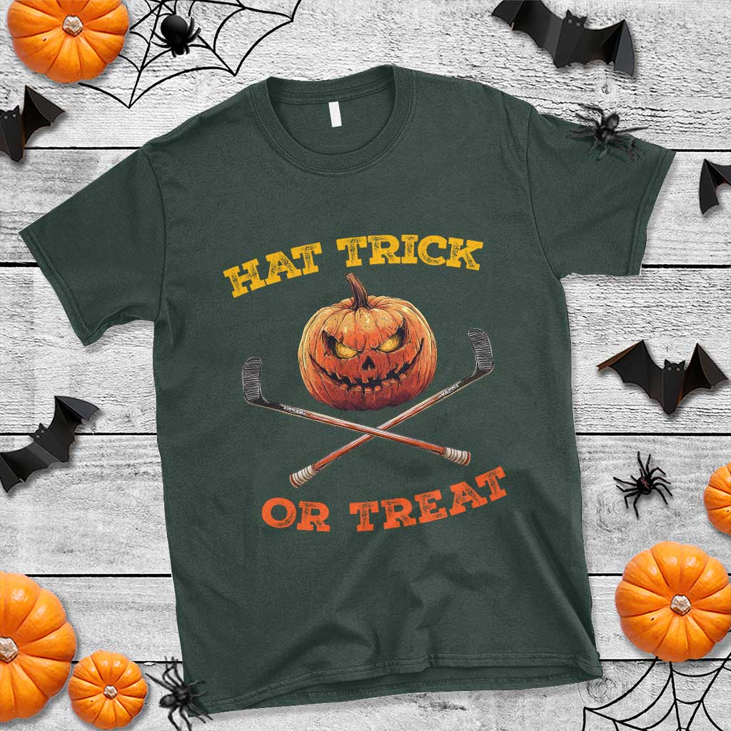 Halloween Hockey T Shirt Hat Trick Or Treat Pumpkin Player - Wonder Print Shop
