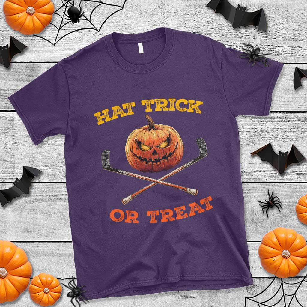 Halloween Hockey T Shirt Hat Trick Or Treat Pumpkin Player - Wonder Print Shop