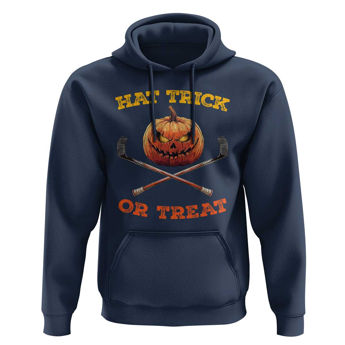 Halloween Hockey Hoodie Hat Trick Or Treat Pumpkin Player
