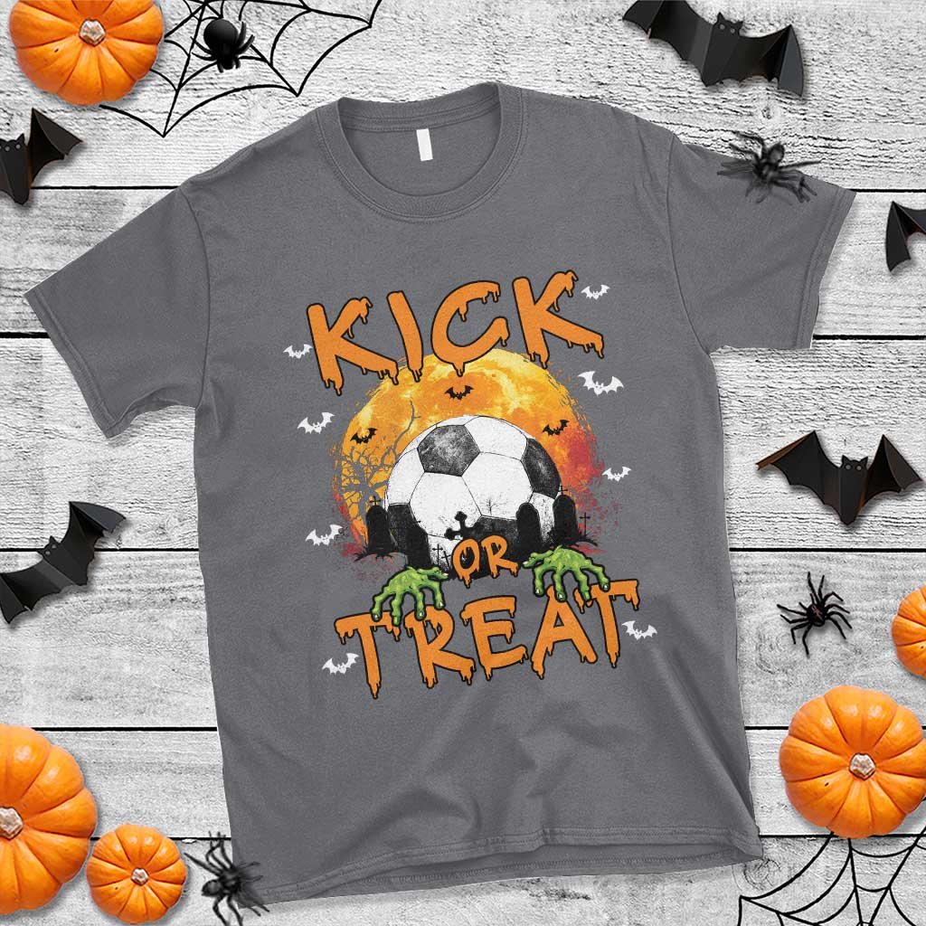Halloween Soccer T Shirt Kick Or Treat Spooky Season - Wonder Print Shop
