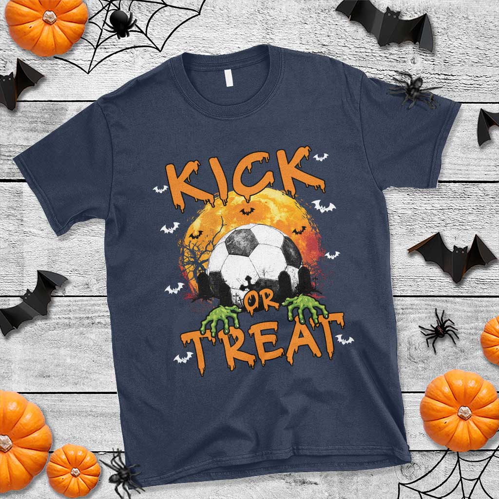 Halloween Soccer T Shirt Kick Or Treat Spooky Season - Wonder Print Shop