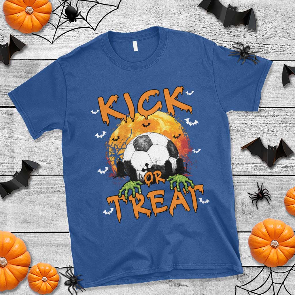 Halloween Soccer T Shirt Kick Or Treat Spooky Season - Wonder Print Shop
