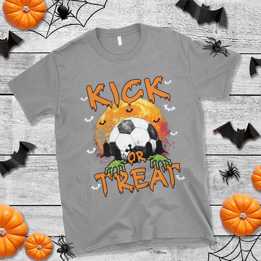 Halloween Soccer T Shirt Kick Or Treat Spooky Season - Wonder Print Shop