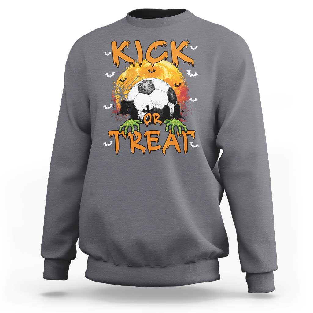 Halloween Soccer Sweatshirt Kick Or Treat Spooky Season - Wonder Print Shop