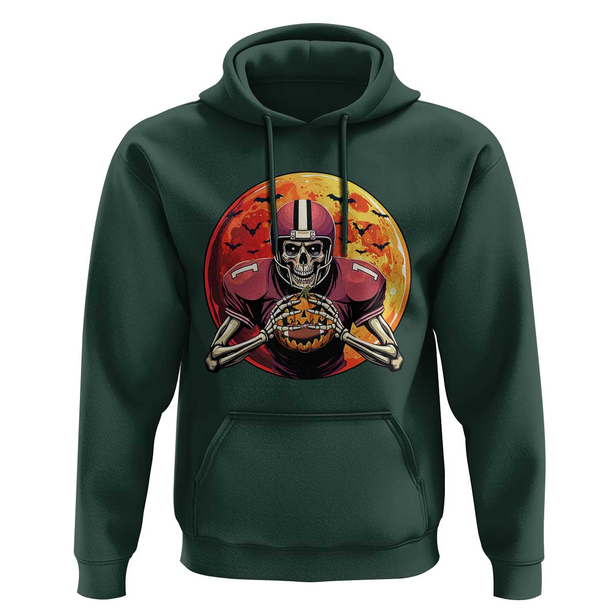 Halloween Football Hoodie Spooky Skeleton Player