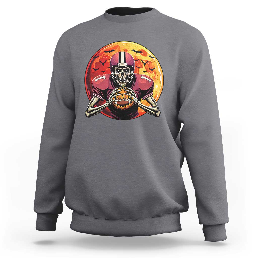 Halloween Football Sweatshirt Spooky Skeleton Player - Wonder Print Shop
