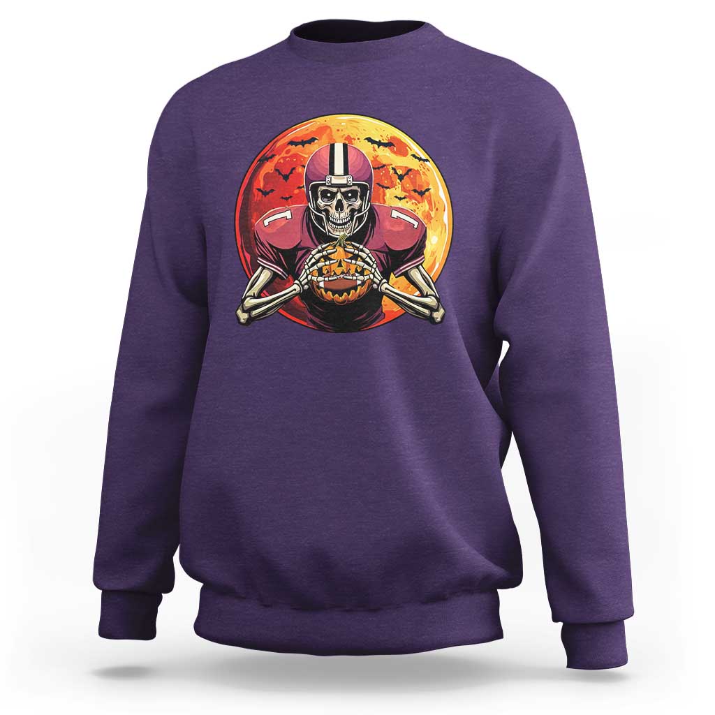 Halloween Football Sweatshirt Spooky Skeleton Player - Wonder Print Shop