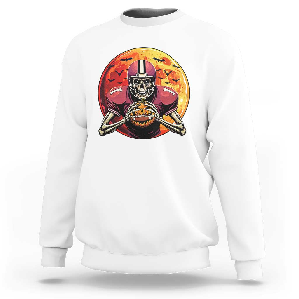 Halloween Football Sweatshirt Spooky Skeleton Player - Wonder Print Shop