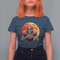 Halloween Football T Shirt For Women Spooky Skeleton Player - Wonder Print Shop