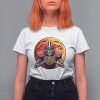 Halloween Football T Shirt For Women Spooky Skeleton Player - Wonder Print Shop