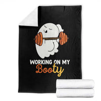 Halloween Gymer Throw Blanket Working On My Booty Funny Ghost - Wonder Print Shop